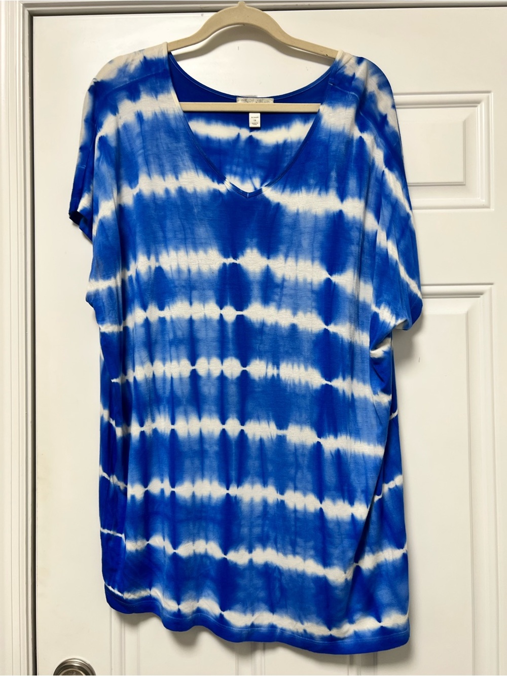 Dressbarn Women’s Tye Dyed Tunic Top Blue and White Size 1X